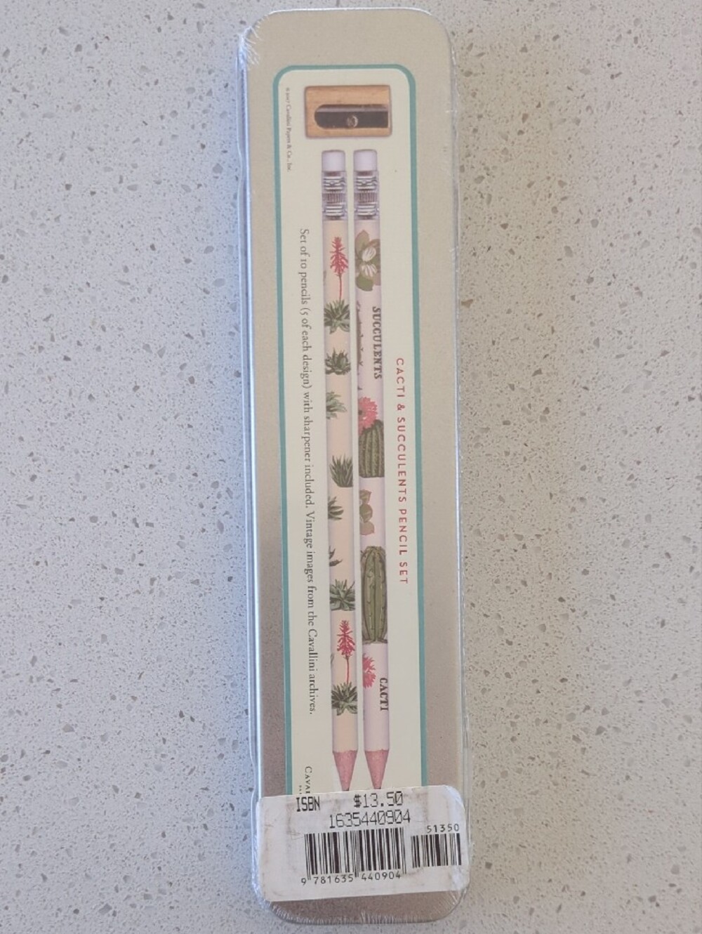 Succulent Pencil Set & Sticky Notes Tin - Floral Green - Picture 6 of 9